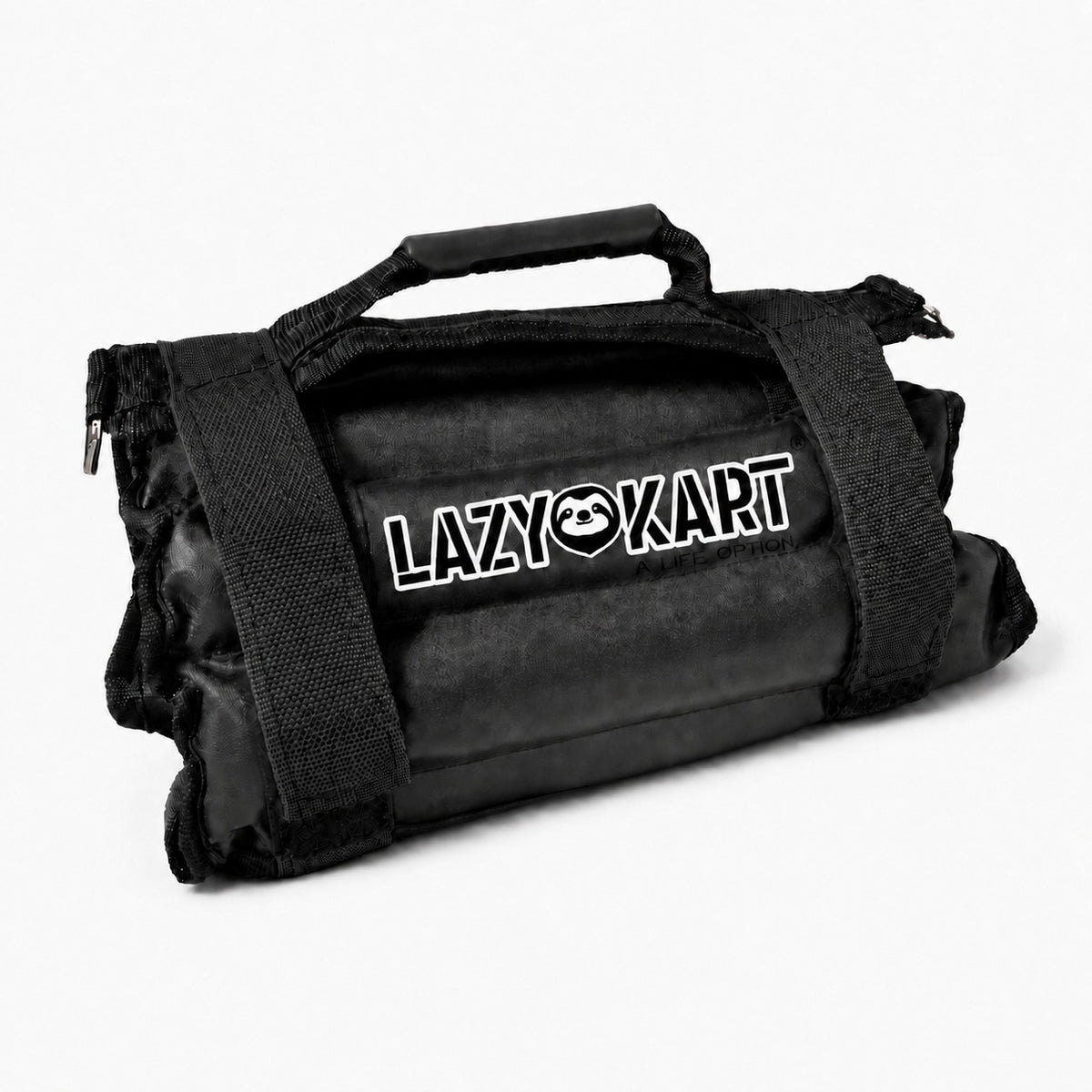 Lastro de banco para kart Lazy Kart, bolsa em formato de rolo com alça de transporte, faixas na cor preta