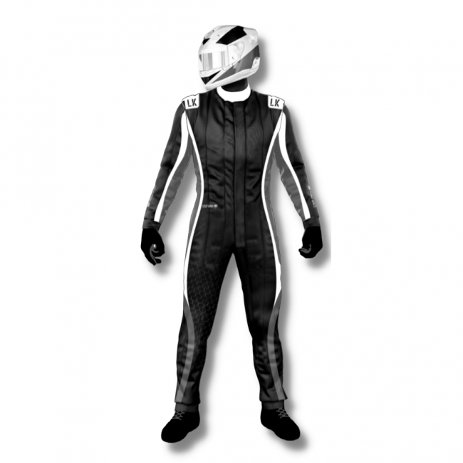 Macacão para Kart Lazy Kart Hive Preto e Cinza