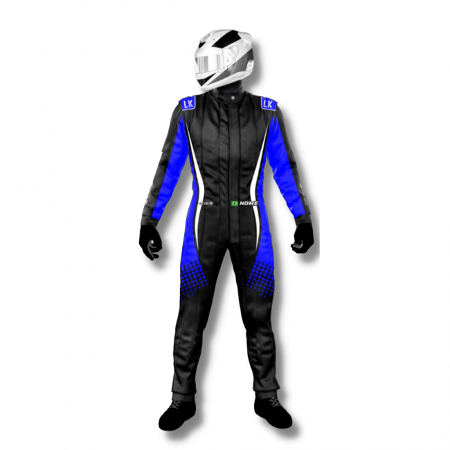 Macacão para Kart Lazy Kart One Preto e Azul