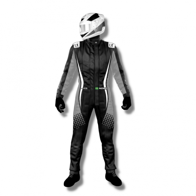 Macacão para Kart Lazy Kart One Preto e Cinza