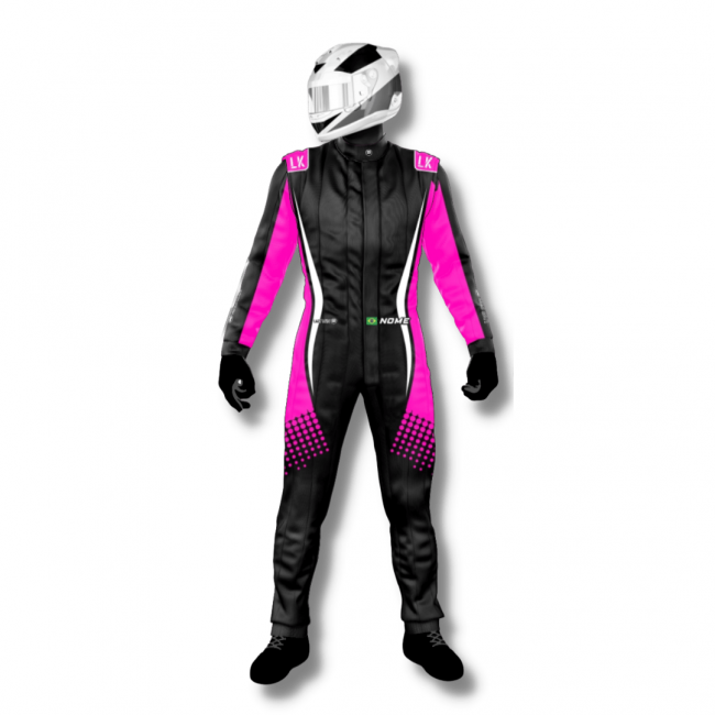 Macacão para Kart Lazy Kart One Preto e Pink