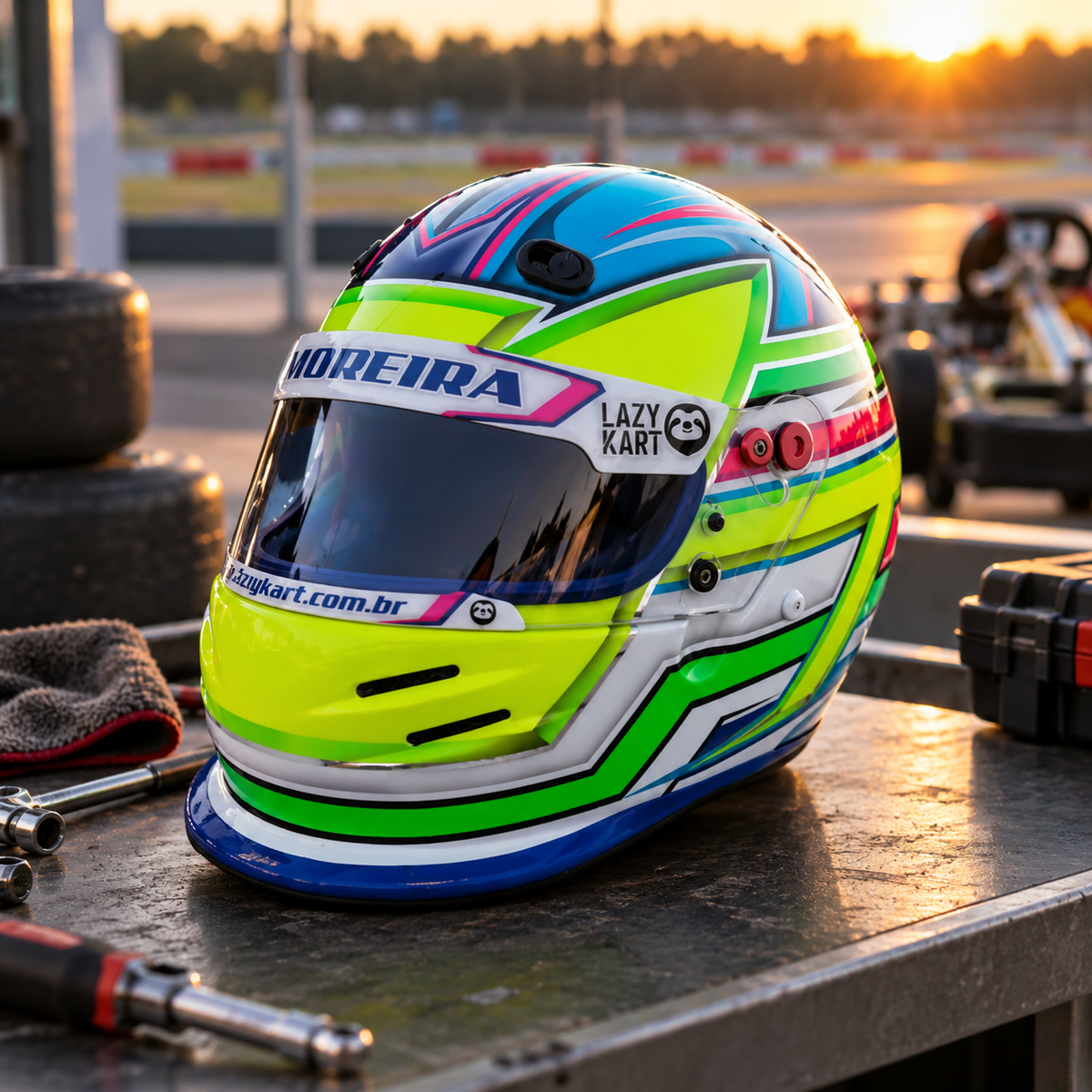 PINTURA EM CAPACETES / AEROGRAFIA / PERSONALIZAÇÃO em uso no kart (lote v2 2026-09-23)
