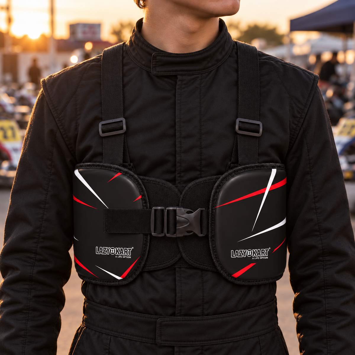 Protetor de Costelas para Kart Lazy Kart Thorns em uso no kart (lote v2 2026-09-23)