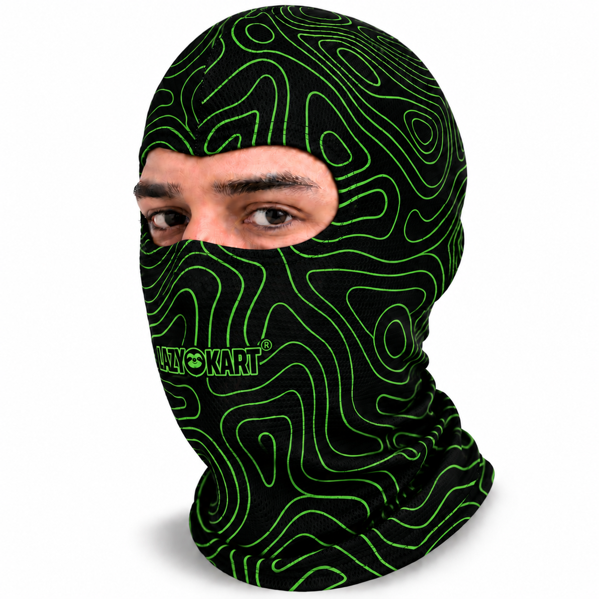 BALACLAVA DE KART ABERTA MOD. LAZY KART BLOOD VERDE / TOUCA / CAPUZ