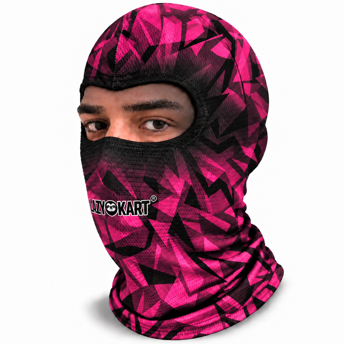 BALACLAVA DE KART ABERTA MOD. LAZY KART SHADOW PINK / TOUCA / CAPUZ