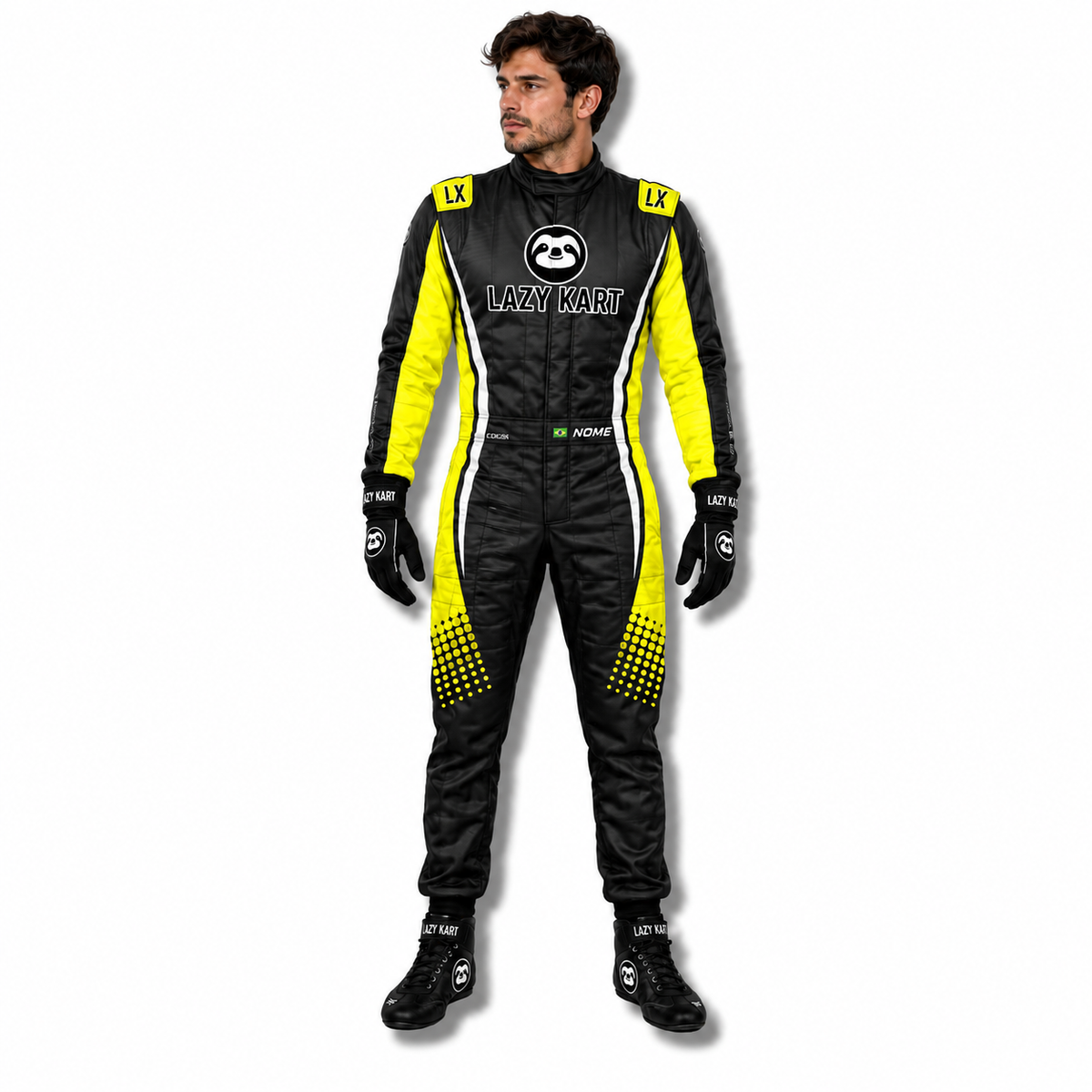 Macacão para Kart Lazy Kart One Amarelo, vista frontal
