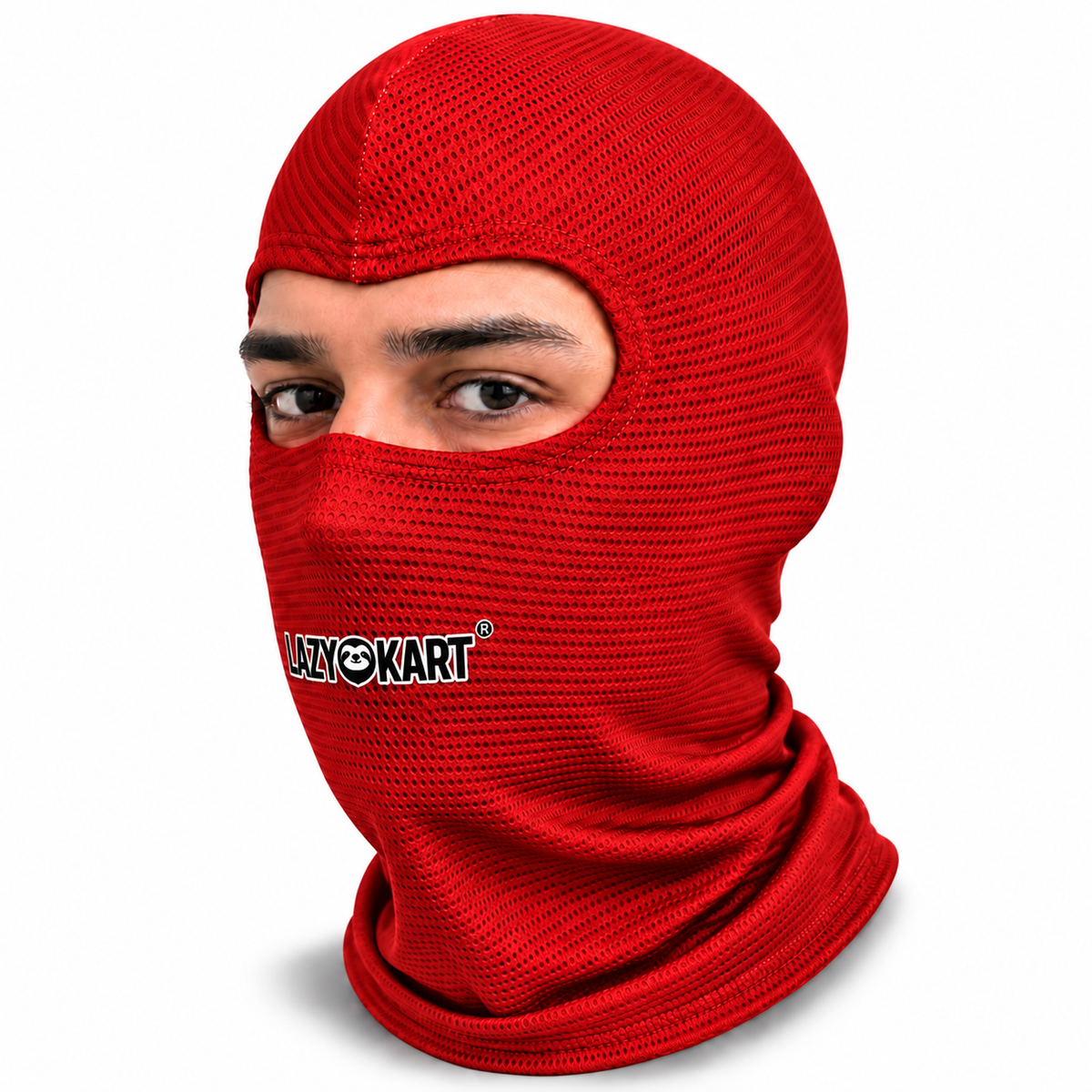 BALACLAVA DE KART ABERTA MOD. LAZY KART VERMELHA / TOUCA / CAPUZ