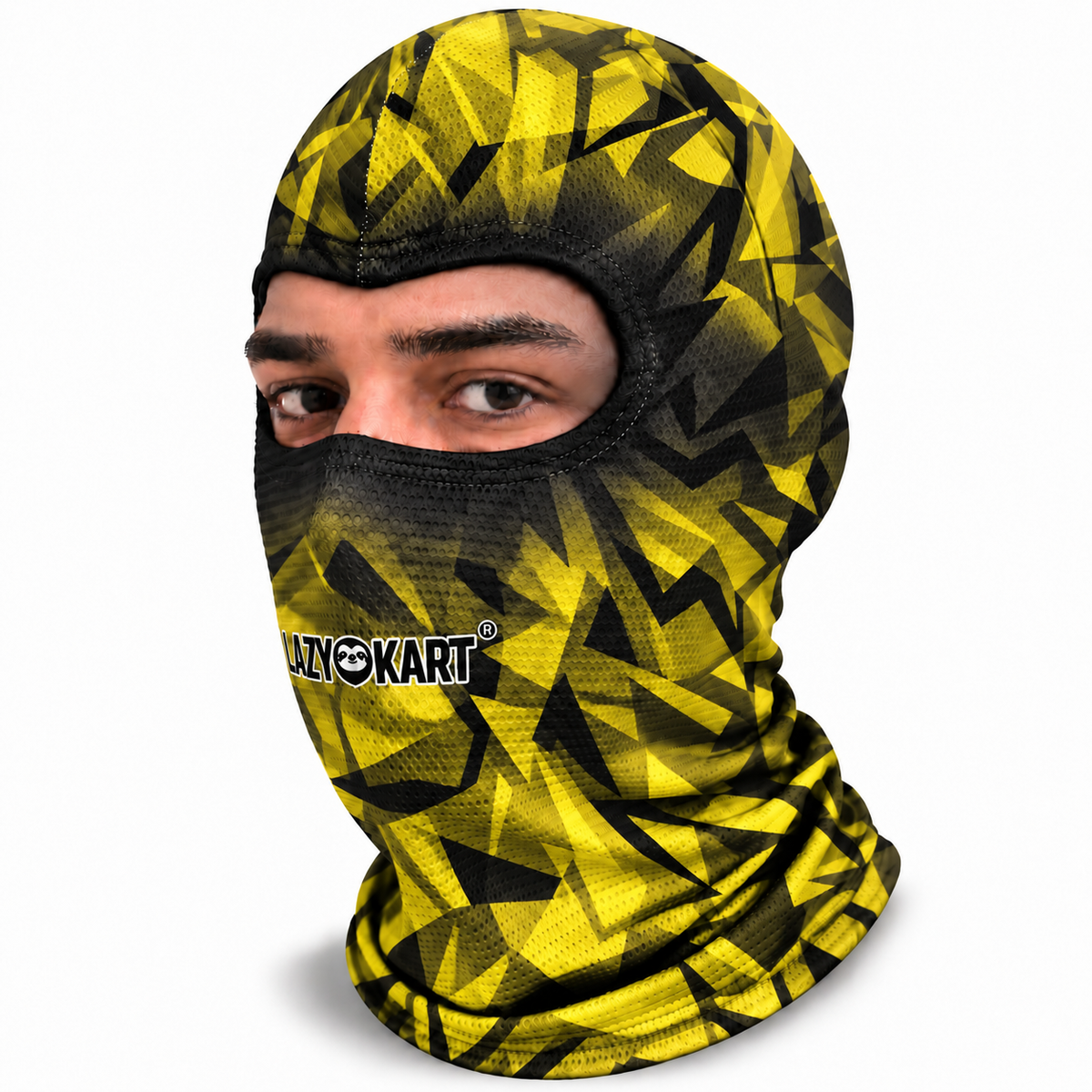 BALACLAVA DE KART ABERTA MOD. LAZY KART SHADOW AMARELA / TOUCA / CAPUZ