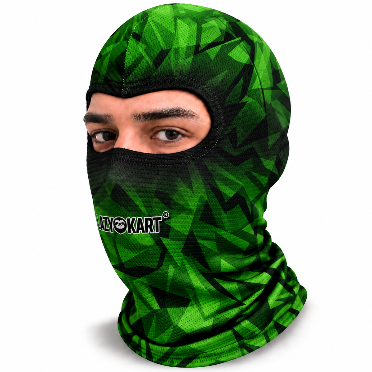 BALACLAVA DE KART ABERTA MOD. LAZY KART SHADOW VERDE / TOUCA / CAPUZ