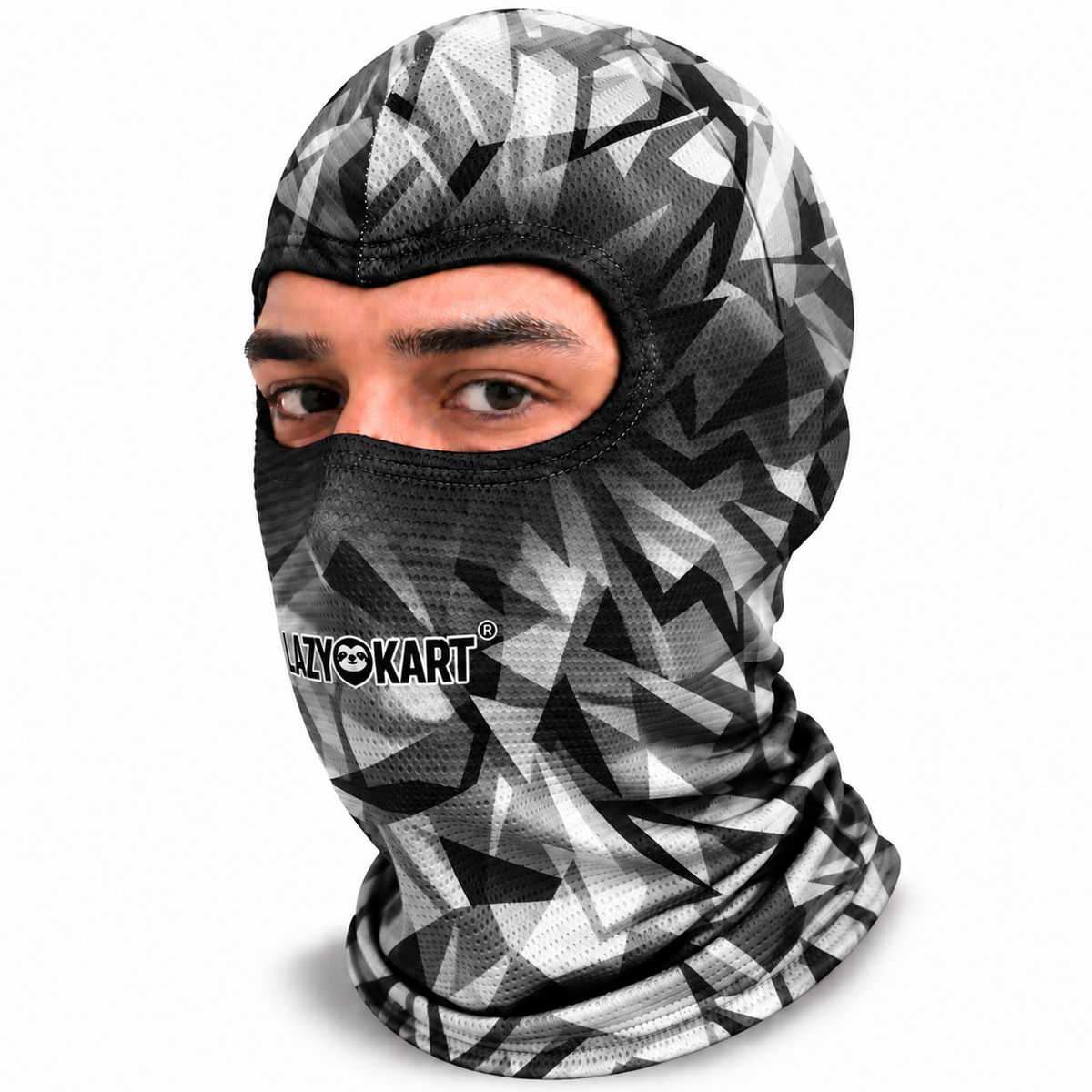 BALACLAVA DE KART ABERTA MOD. LAZY KART SHADOW BRANCA / TOUCA / CAPUZ
