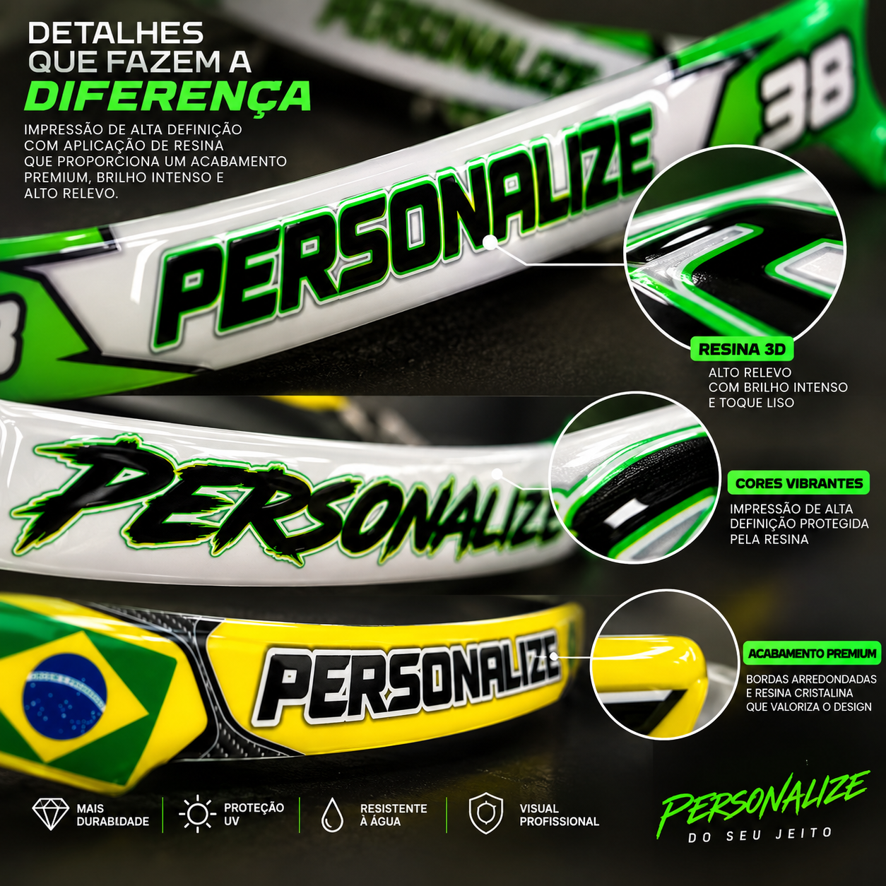 Kit Adesivos Resinados para Viseira de Capacete Personalizado