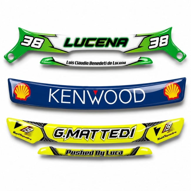 ADESIVOS DE VISEIRA RESINADOS PARA KART OU MOTO (TESTA + BICO)
