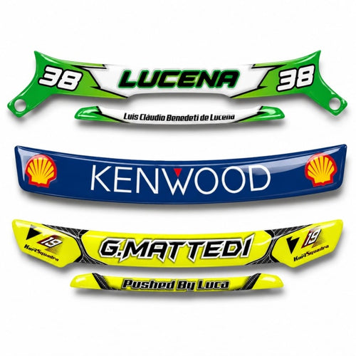 ADESIVOS DE VISEIRA RESINADOS PARA KART OU MOTO (TESTA + BICO)