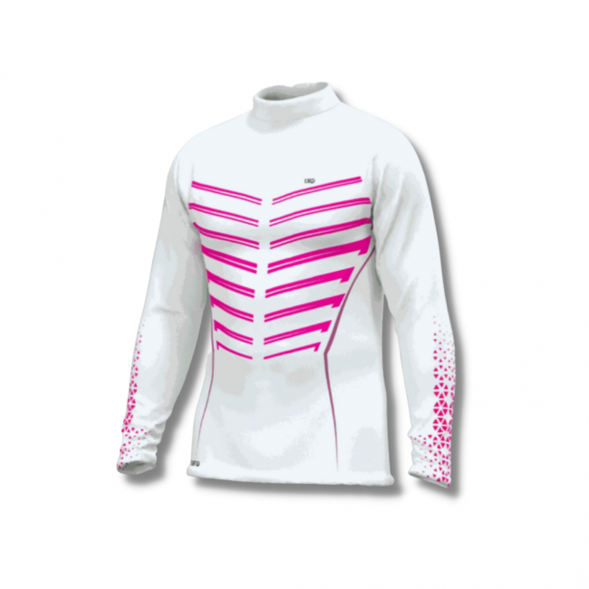CAMISETA SEGUNDA PELE MOD. LAZY KART BRANCA/PINK