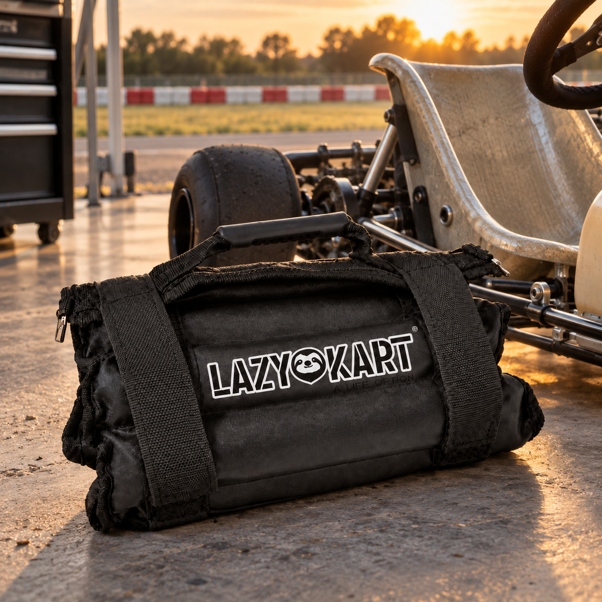 Lastro de Banco para Kart Ajustável 5 Kg em uso no kart (lote v2 2026-09-23)