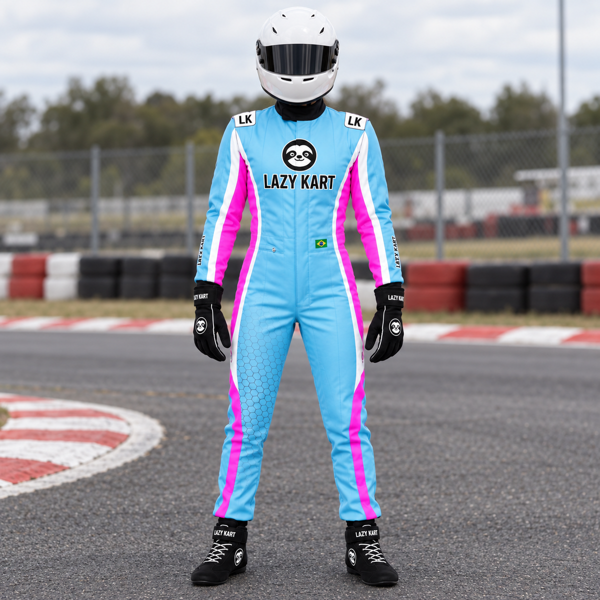 Macacao Hive Azul Pink na pista