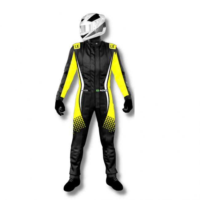 Macacão para Kart Lazy Kart One Preto e Amarelo
