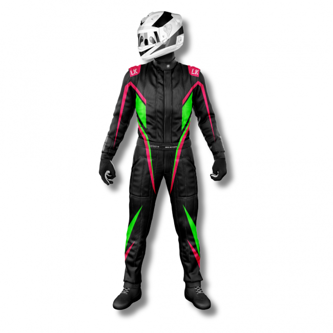Macacão para Kart Lazy Kart Racing Preto e Pink