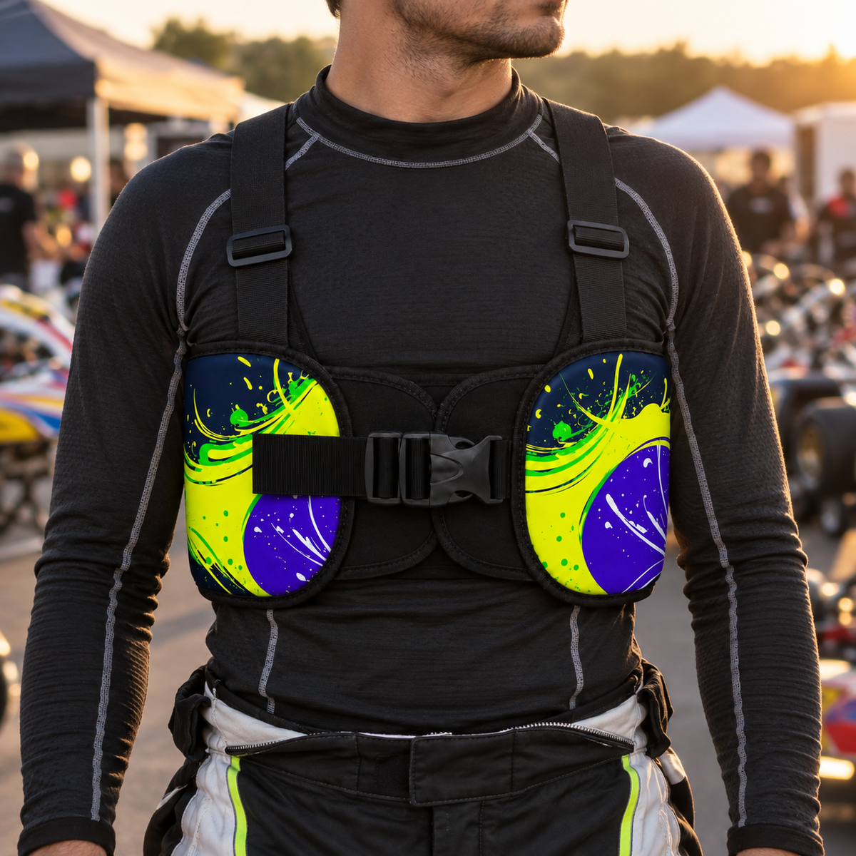 Protetor de Costelas para Kart Lazy Kart Brasil em uso no kart (lote v2 2026-09-23)