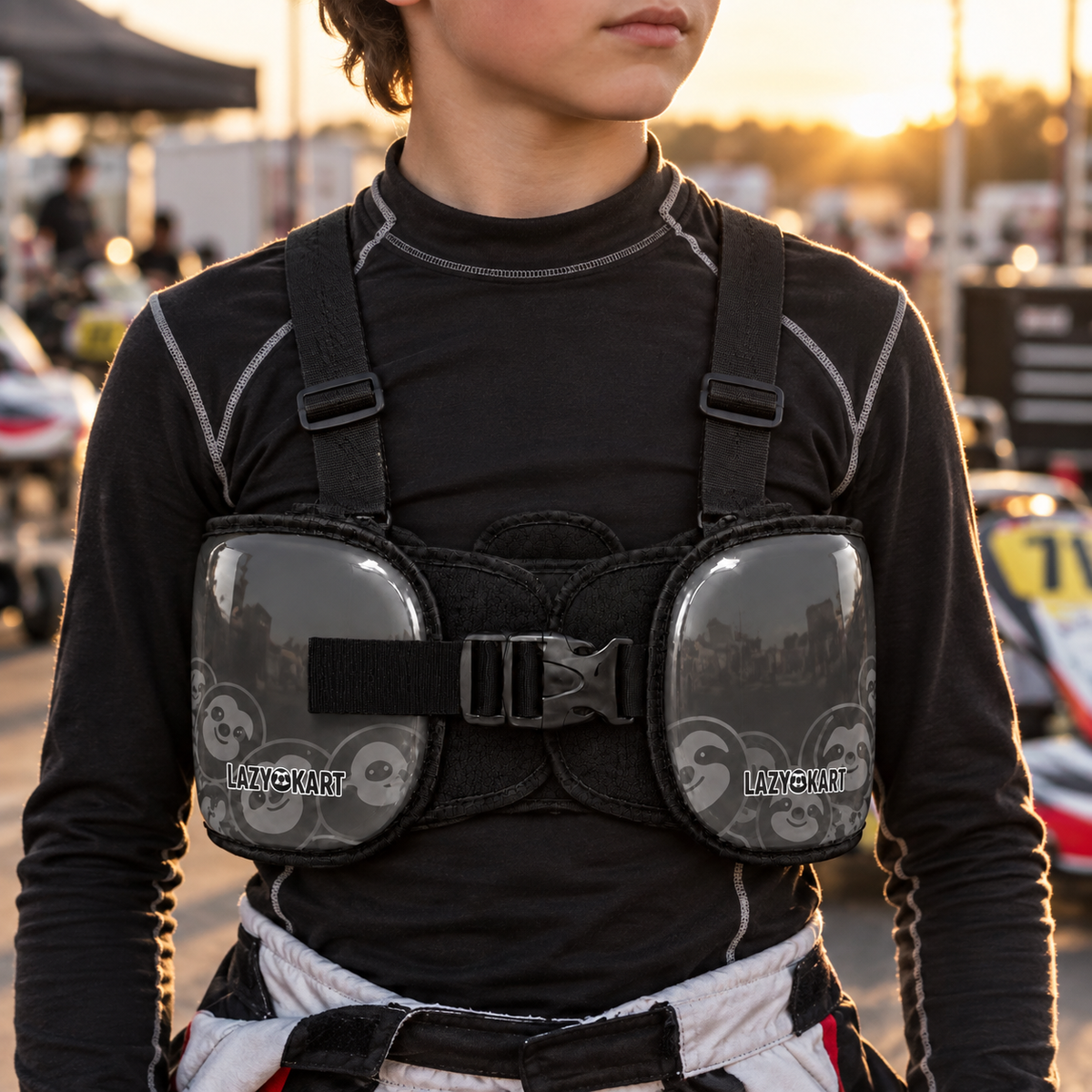 Protetor de Costelas para Kart Lazy Kart LK em uso no kart (lote v2 2026-09-23)