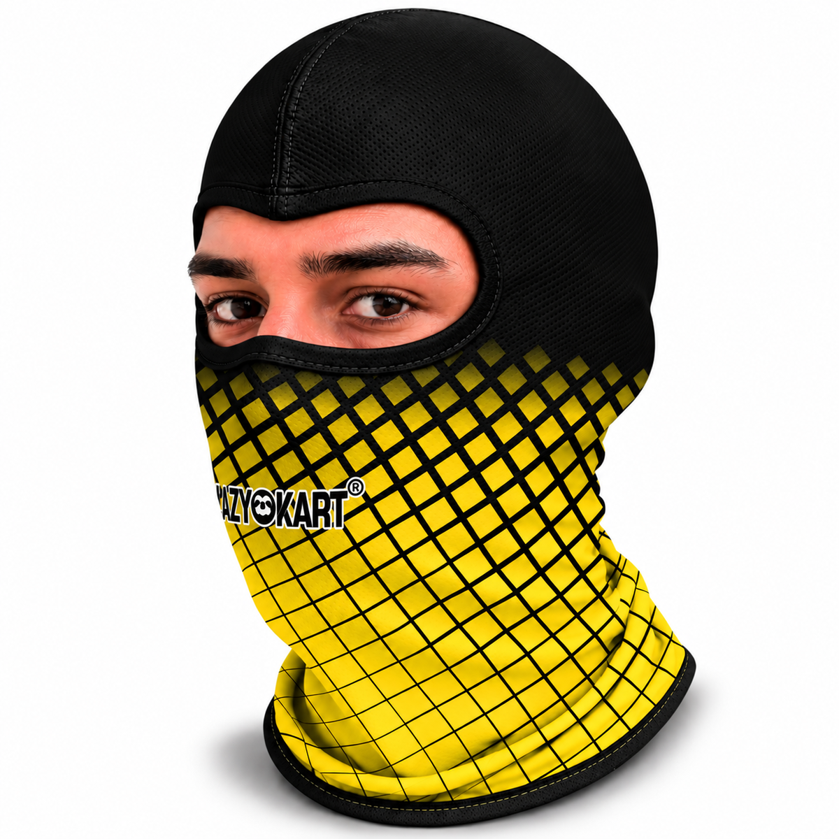 BALACLAVA DE KART ABERTA MOD. LAZY KART SQUARE AMARELA  / TOUCA / CAPUZ