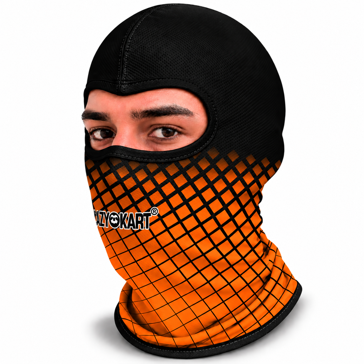 BALACLAVA DE KART ABERTA MOD. LAZY KART SQUARE LARANJA  / TOUCA / CAPUZ