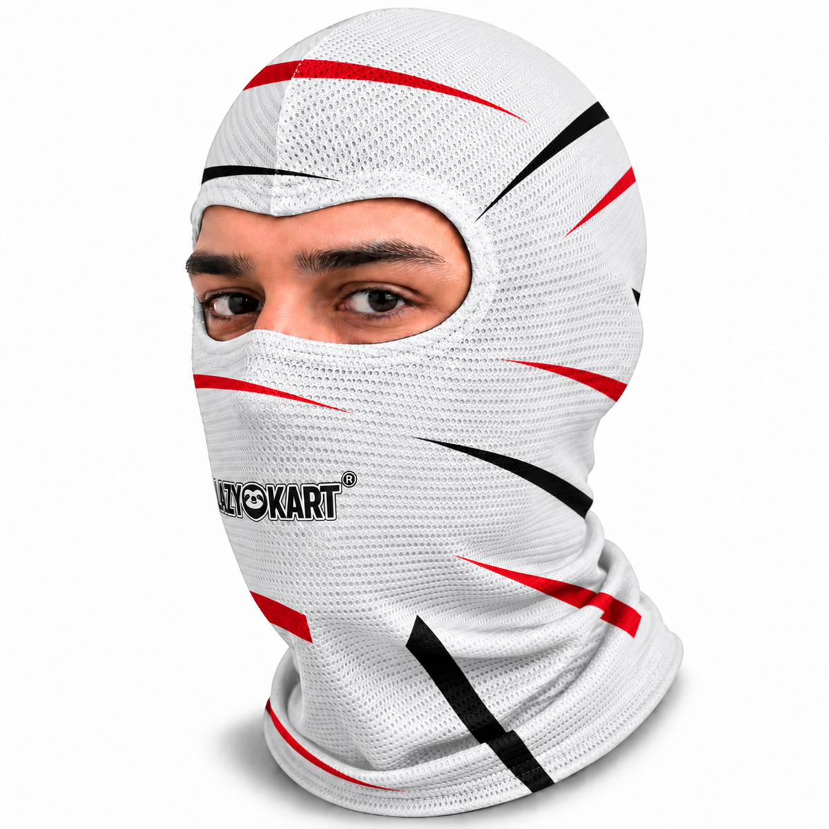 BALACLAVA DE KART ABERTA MOD. LAZY KART THORNS BRANCA  / TOUCA / CAPUZ