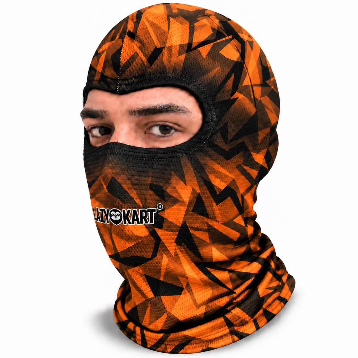 BALACLAVA DE KART ABERTA MOD. LAZY KART SHADOW LARANJA  / TOUCA / CAPUZ