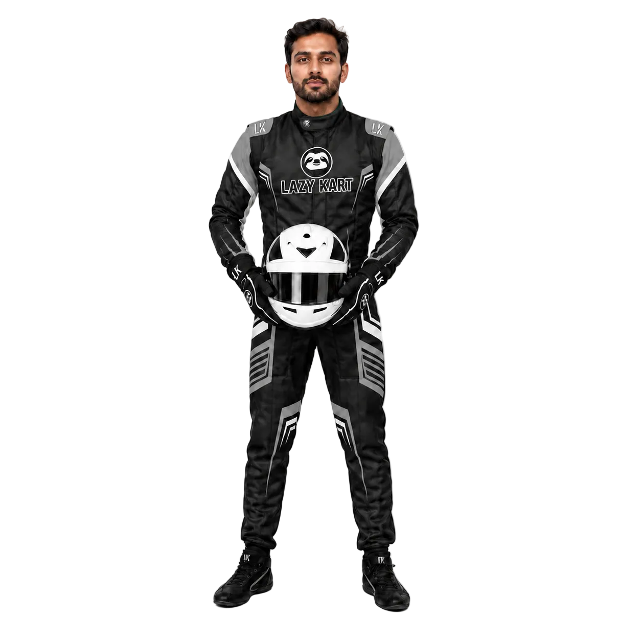 Macacão para Kart Lazy Kart Sparcs Preto e Cinza