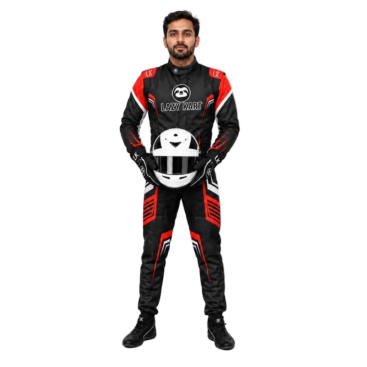 Macacão para Kart Lazy Kart Sparcs Preto e Vermelho