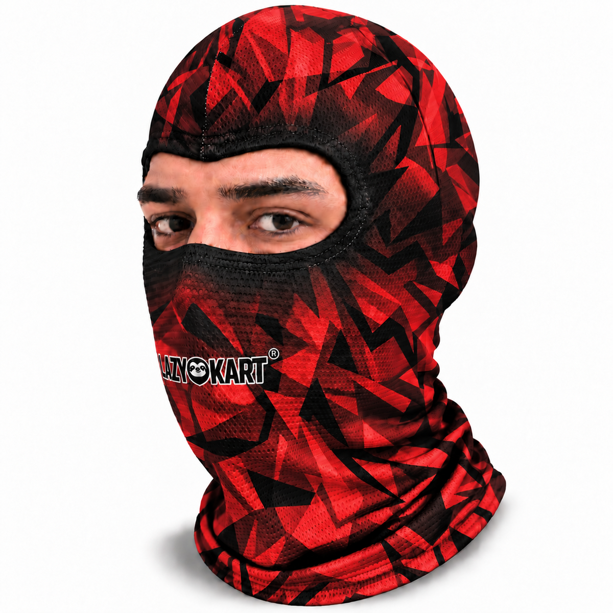 BALACLAVA DE KART ABERTA MOD. LAZY KART SHADOW VERMELHA  / TOUCA / CAPUZ