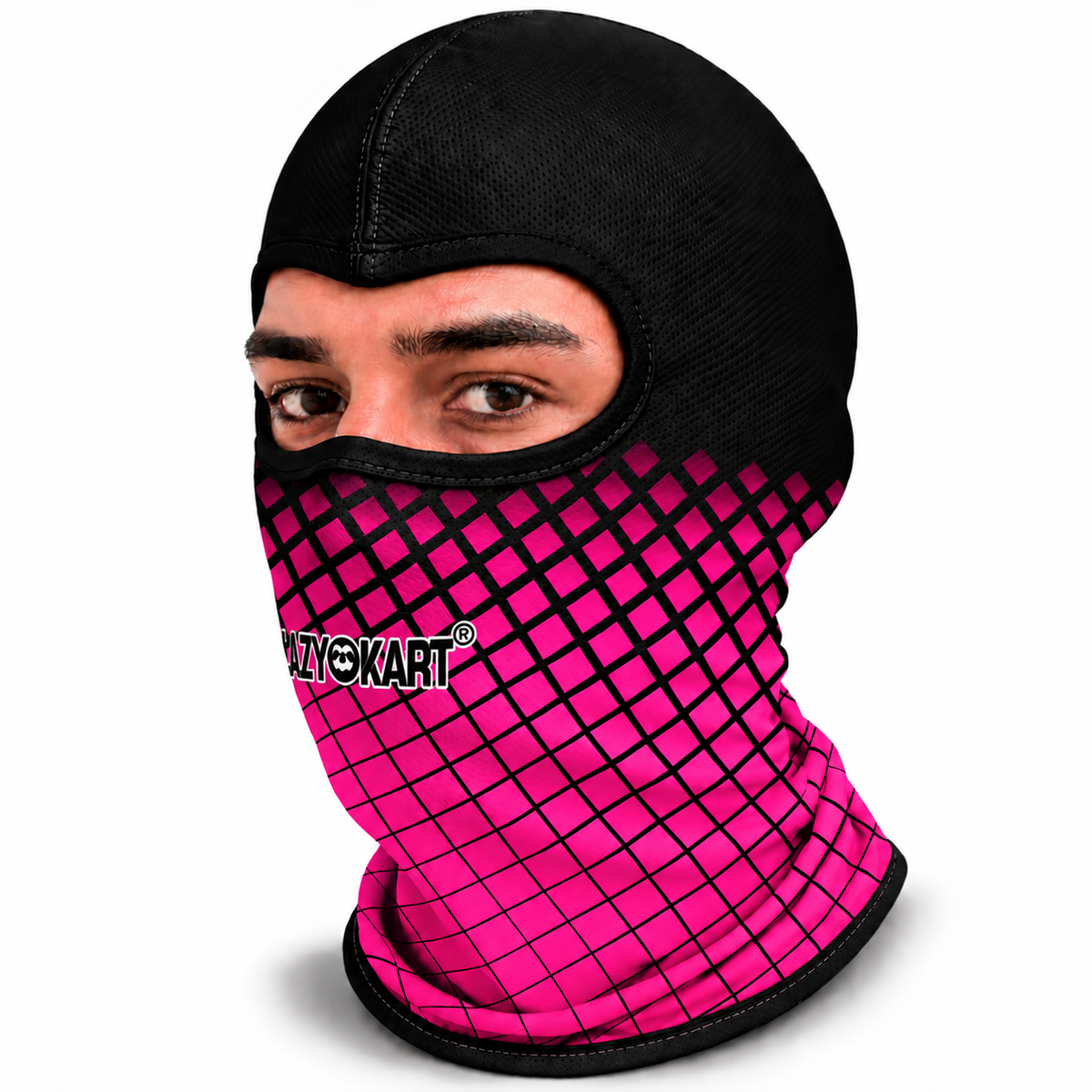BALACLAVA DE KART ABERTA MOD. LAZY KART SQUARE PINK  / TOUCA / CAPUZ