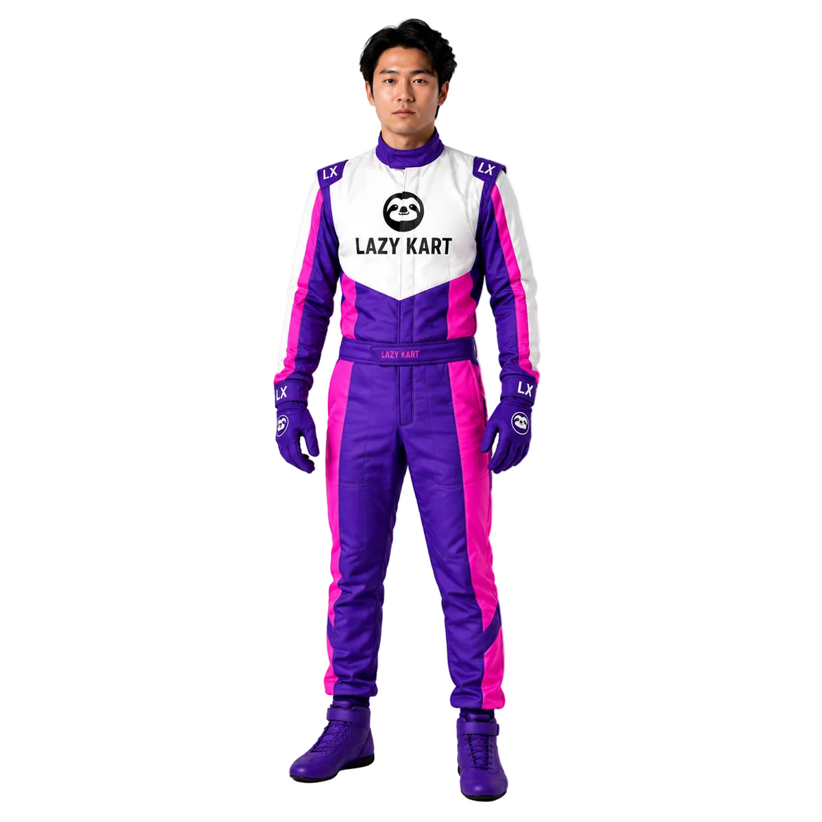 Macacão para Kart Lazy Kart Tour Roxo, vista frontal