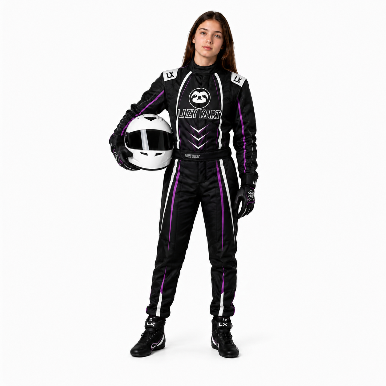 Macacão para Kart Lazy Kart Space Preto e Roxo