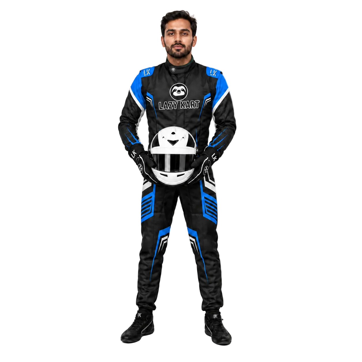 Macacão para Kart Lazy Kart Sparcs Preto e Azul