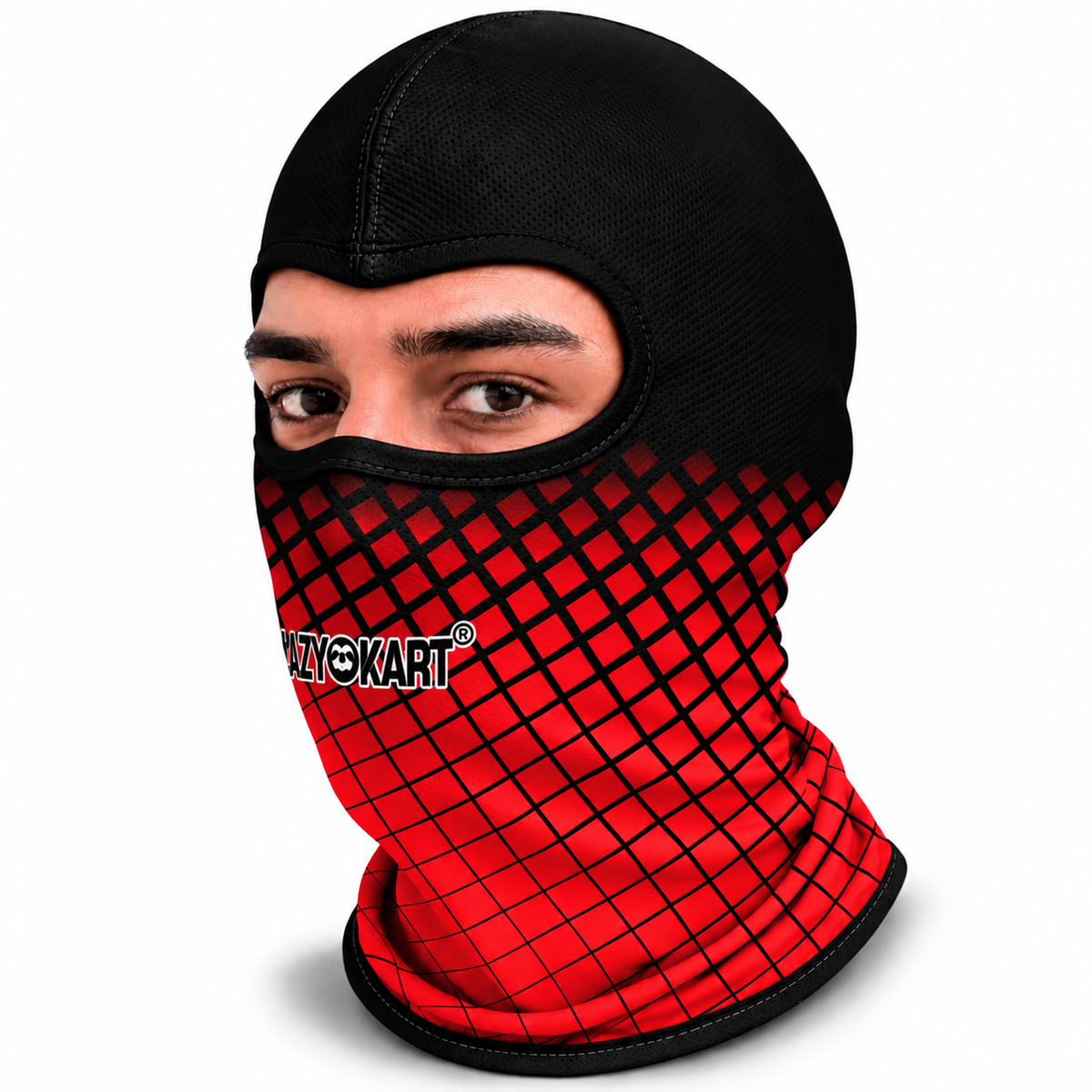 BALACLAVA DE KART ABERTA MOD. LAZY KART SQUARE VERMELHA  / TOUCA / CAPUZ