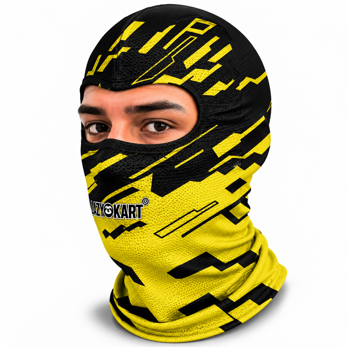 BALACLAVA DE KART ABERTA MOD. LAZY KART TETRIS AMARELA  / TOUCA / CAPUZ