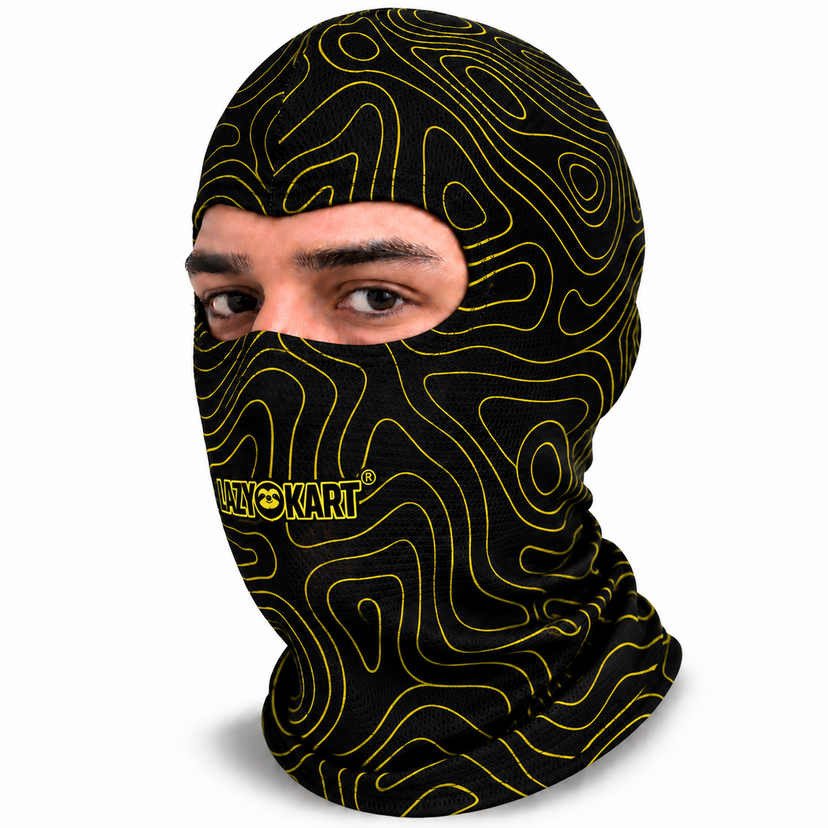 BALACLAVA DE KART ABERTA MOD. LAZY KART BLOOD AMARELA / TOUCA / CAPUZ